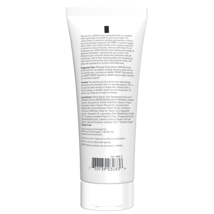 Now Foods joint care liposome lotion 8 Ounce tube showing key ingredients list.