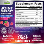 Nature's Nutrition joint support gummies nutrition facts and supplement label