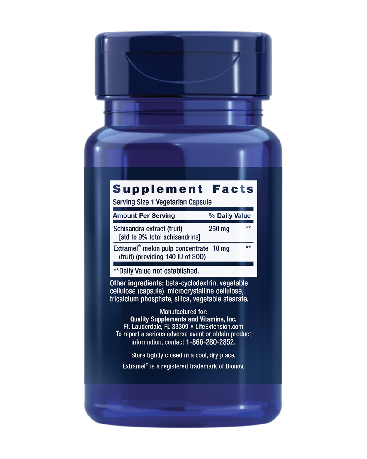 Life Extension Liver Efficiency Formula supplement facts label