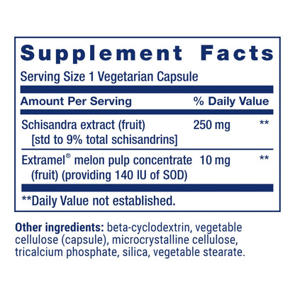 Life Extension Liver Efficiency Formula side view showing non GMO and gluten free certifications