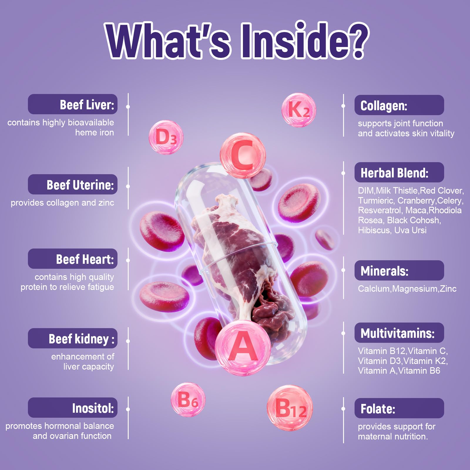 Totaria beef organ complex capsules label details