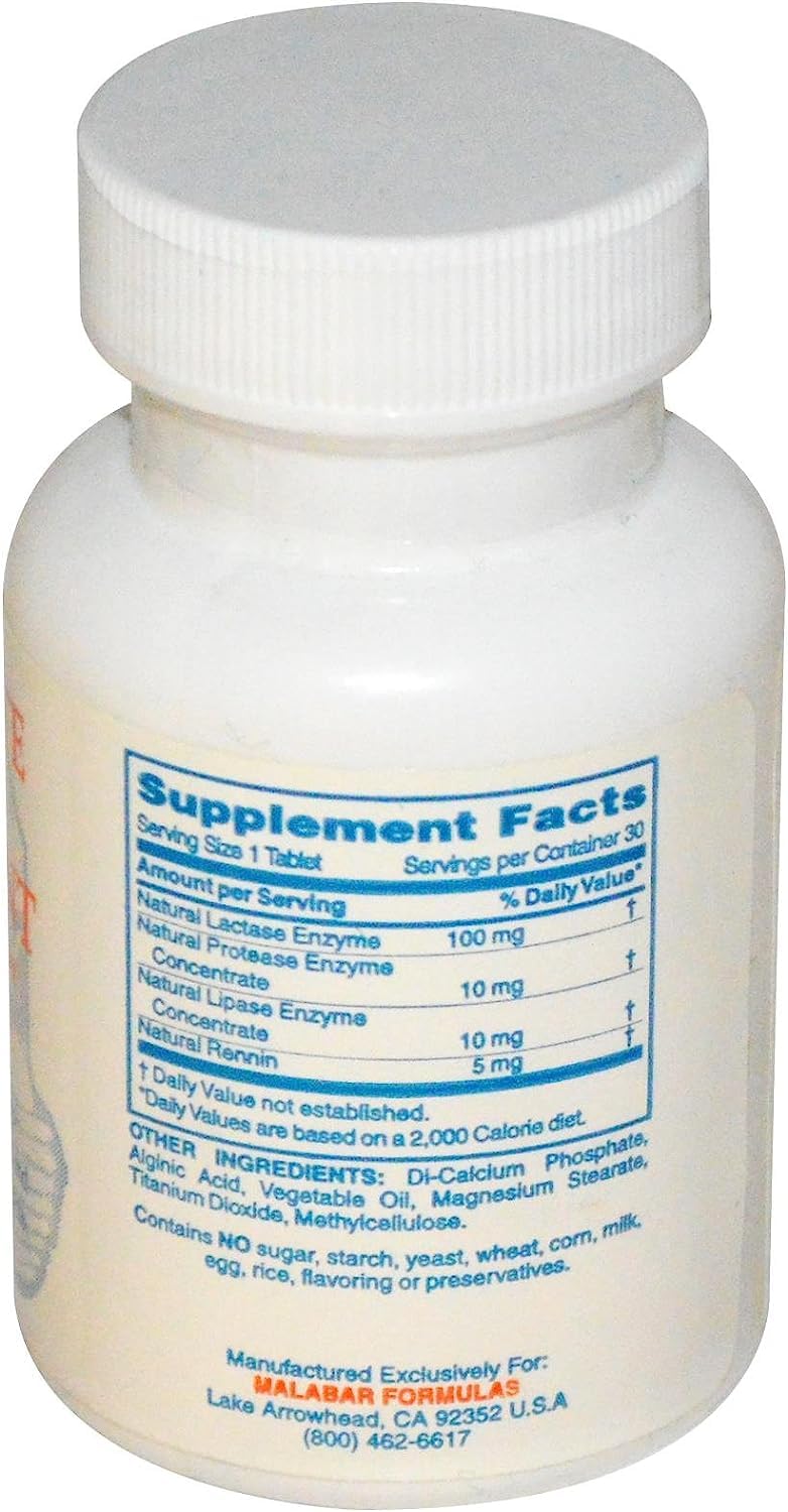 Authentic USA imported Malabar dairy enzyme supplement packaging details