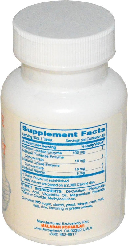 Authentic USA imported Malabar dairy enzyme supplement packaging details