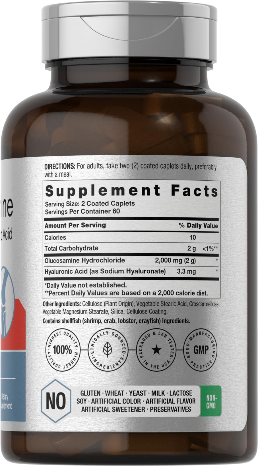 Horbäach Glucosamine HCL supplement facts nutritional label panel