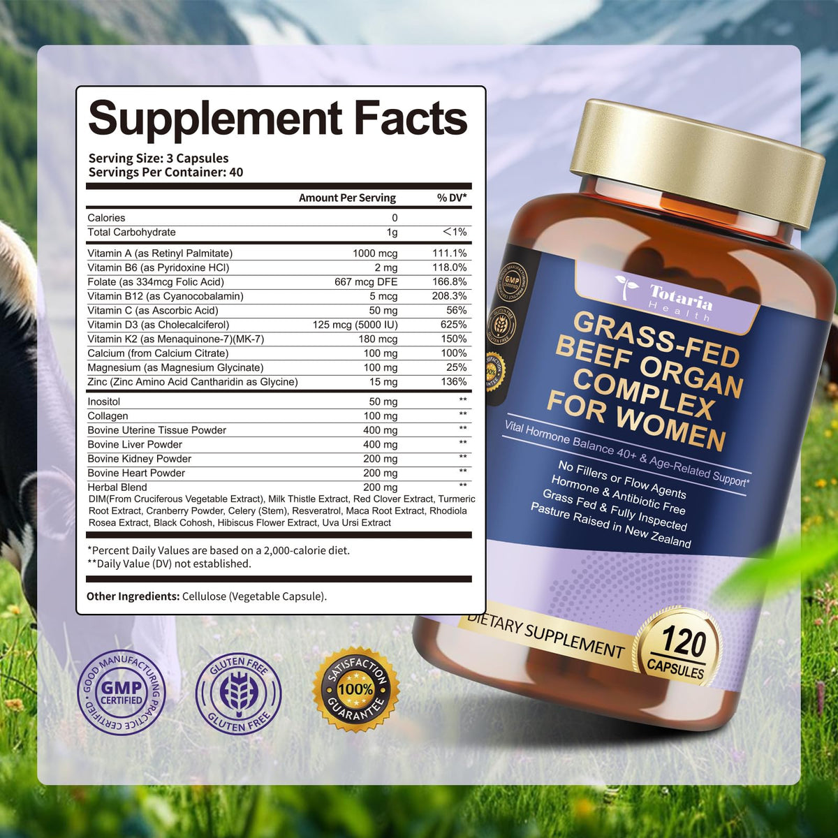 Totaria Super Beef Organ Supplement packaging seal and quality assurance