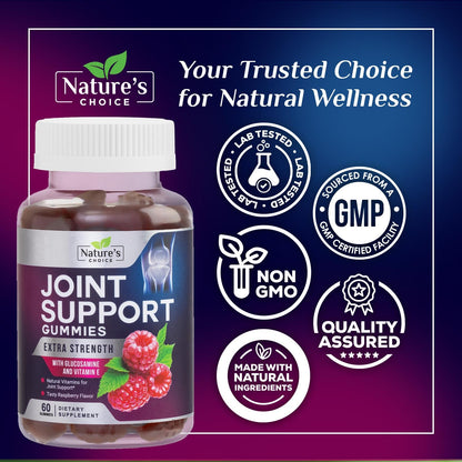 Side profile of USA imported Nature's Choice Glucosamine bottle showing shellfish allergen warning
