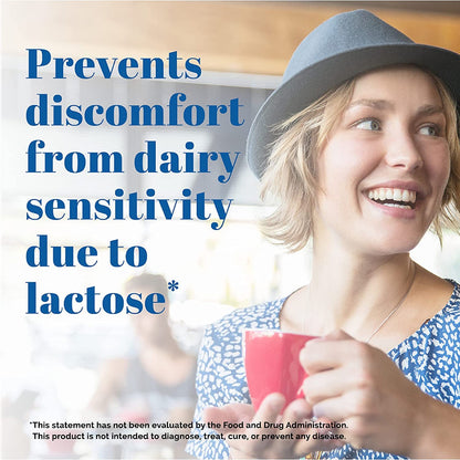 Supplement facts label on the back of Lactaid Fast Act vanilla chewable tablets pack