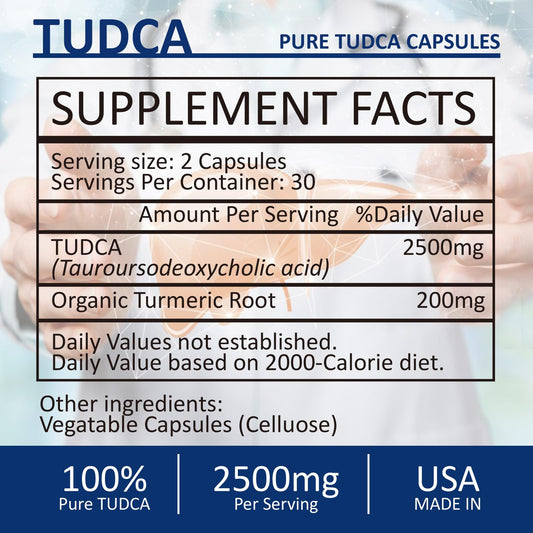 RimTuku TUDCA bile salts supplement bottle with dosage label