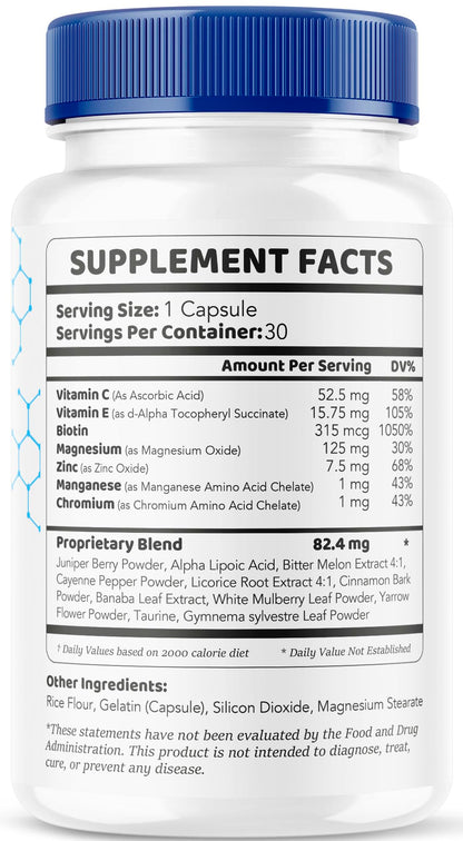 Authentic USA imported advanced metabolic support capsule packaging showing thirty capsule count.