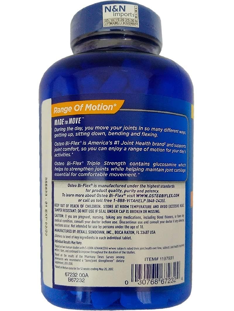 Osteo Bi-Flex Glucosamine Chondroitin supplement ingredients label close up