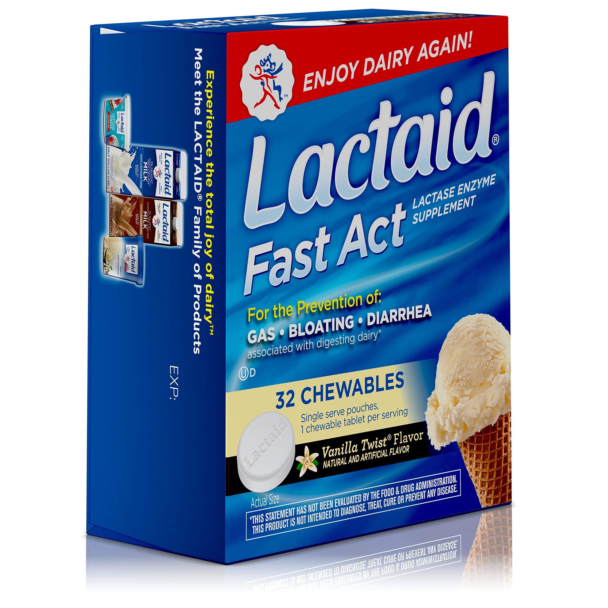Lactaid Fast Act lactose chewable tablets authentic imported packaging seal closeup