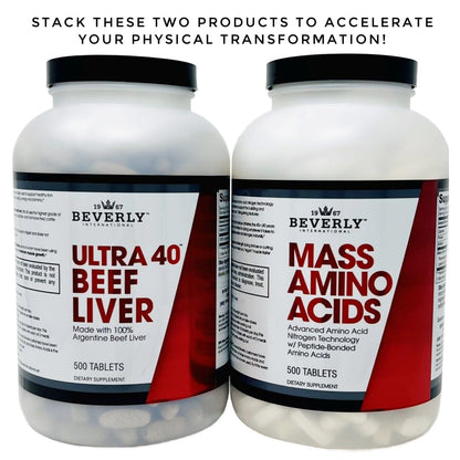 Authentic USA imported Beverly International Ultra 40 grass fed beef liver supplement bottle on display