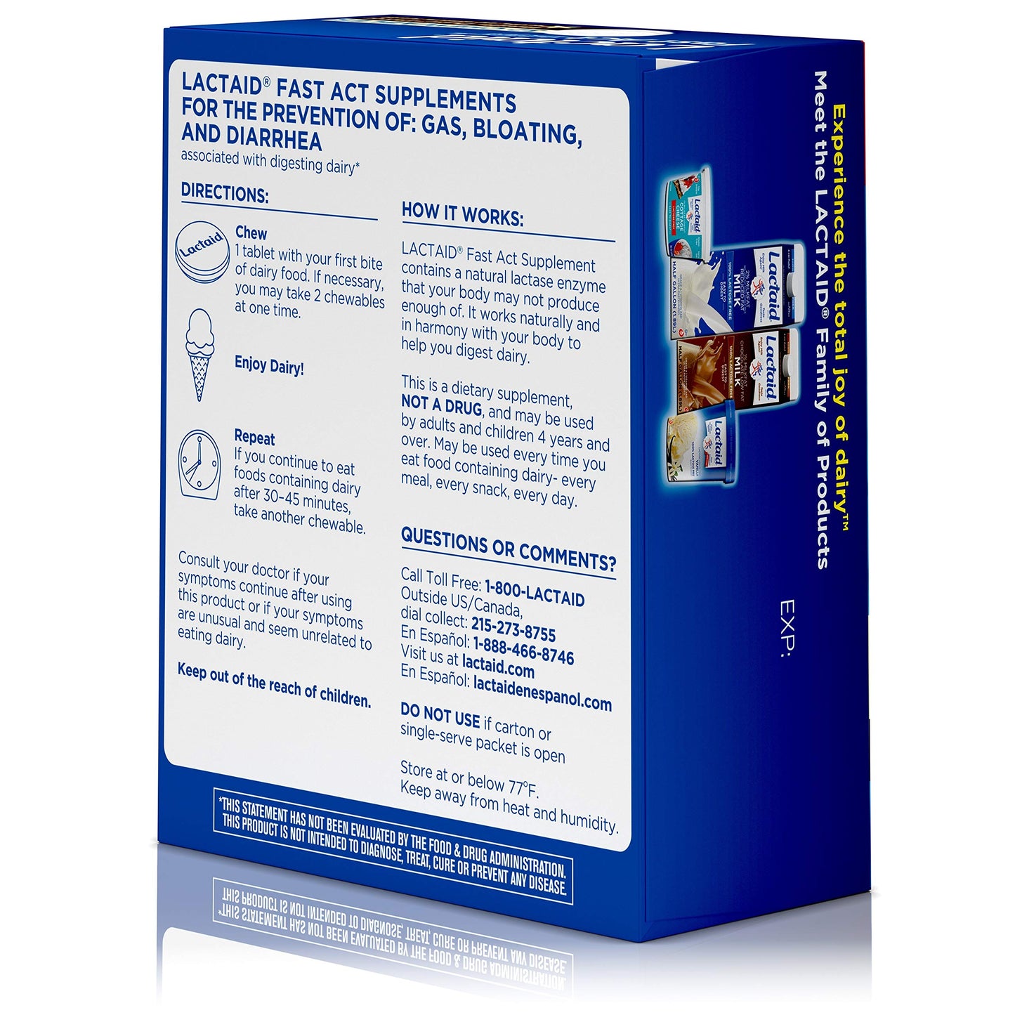 Lactaid Fast Act dairy relief chewables full product contents with individual wrappers