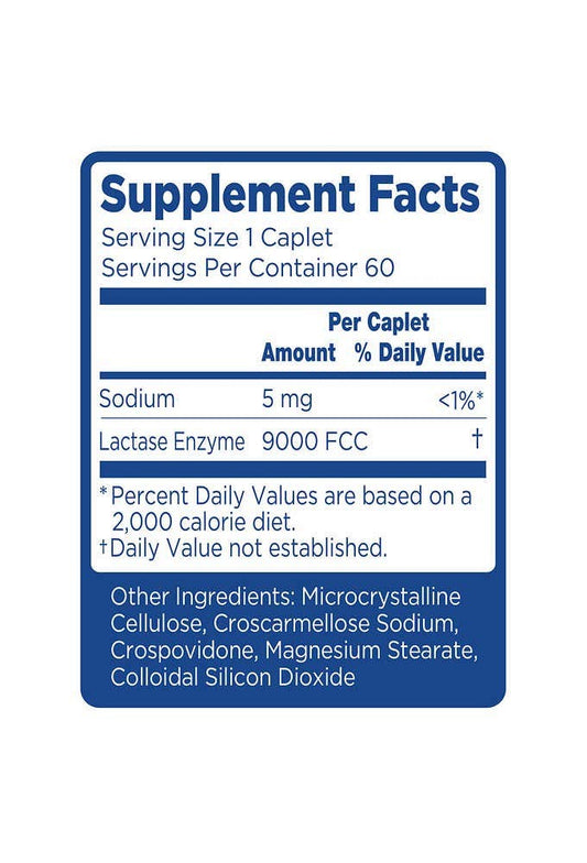 Two individual 60 count travel pouches of Lactaid Fast Act digestive enzymes displayed next to the main packaging.