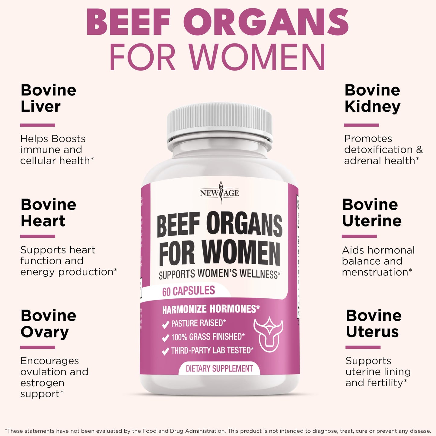 New Age grass-fed beef organ capsules nutritional benefits