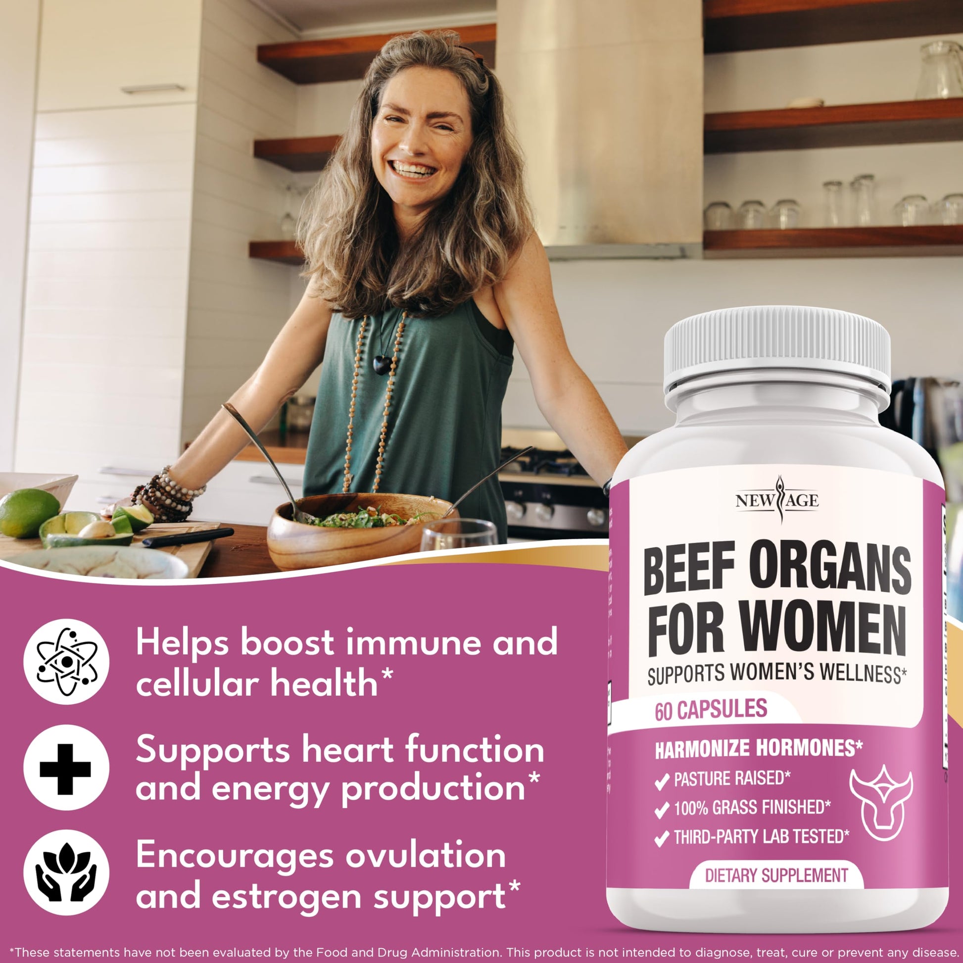 New Age beef liver heart kidney and uterus tissue capsules