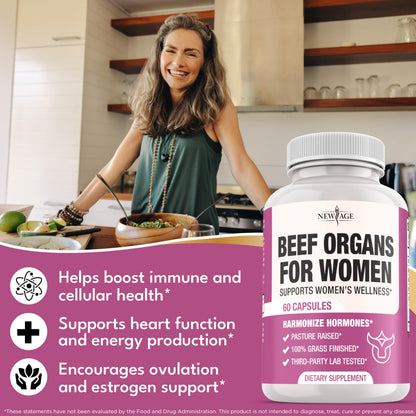 New Age beef liver heart kidney and uterus tissue capsules