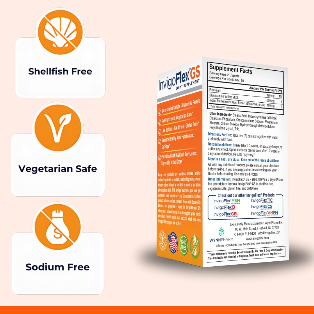 WynnPharm shellfish free glucosamine supplement ingredients label close up
