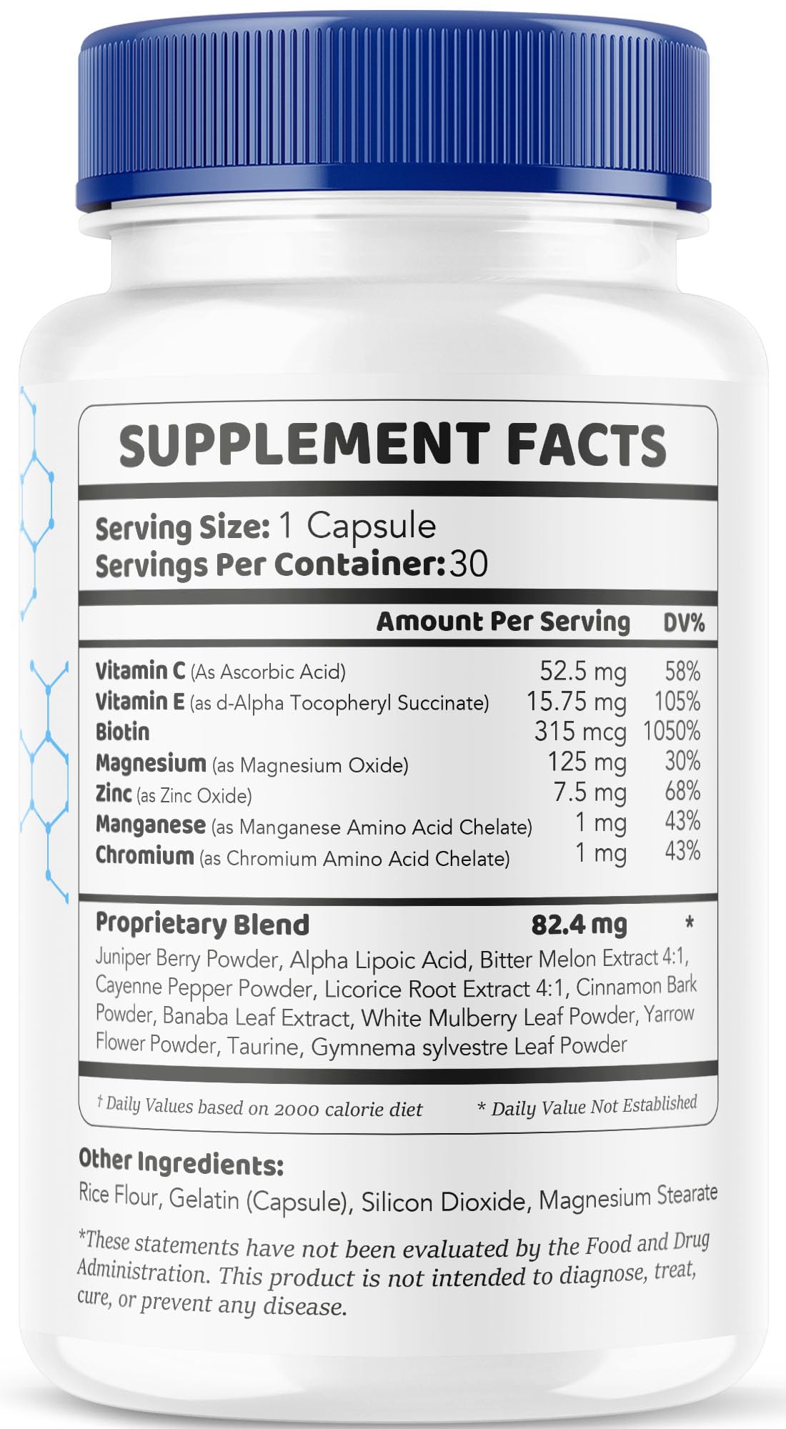 Gluctose dietary supplement capsules display showcasing the convenient two-month supply layout.