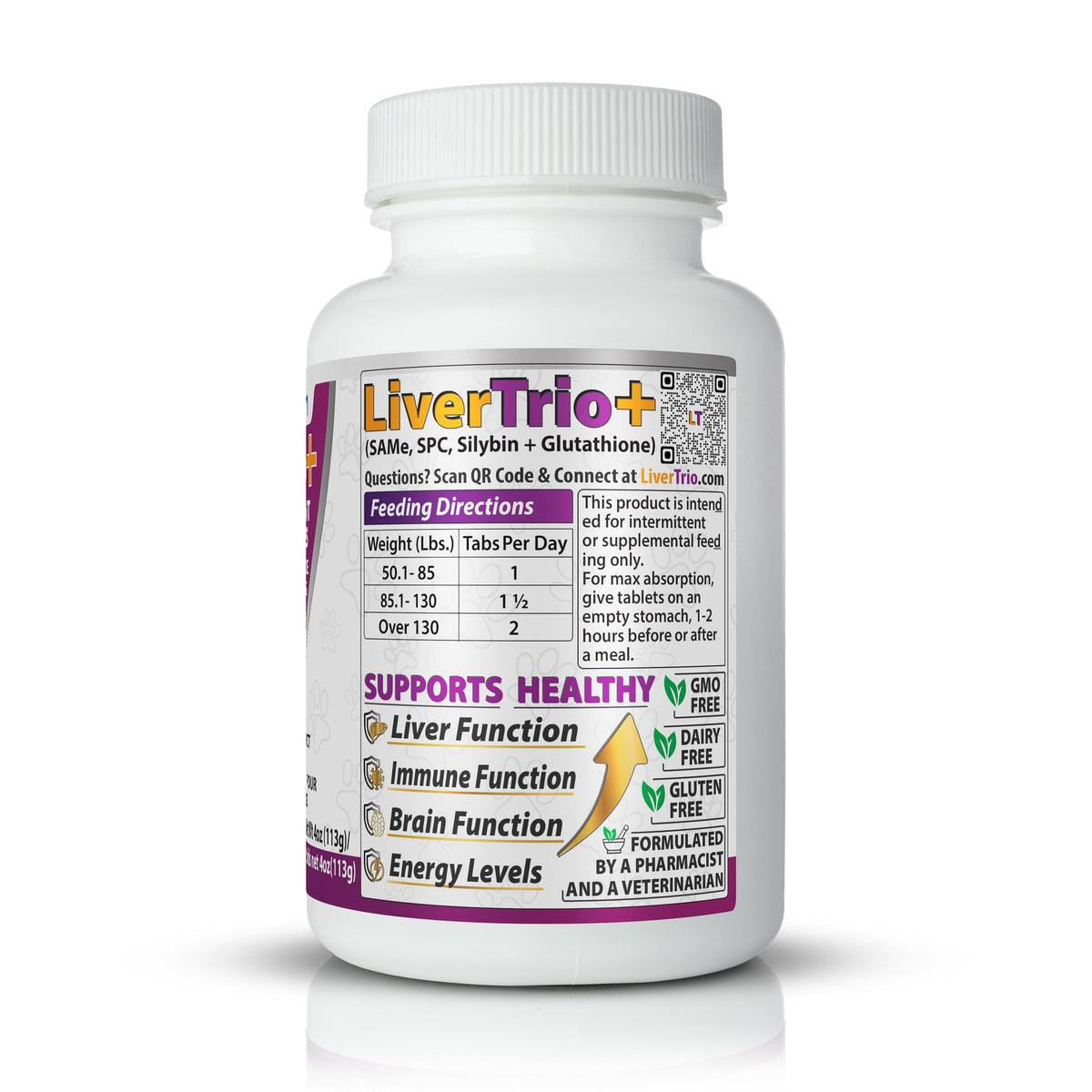 Livertrio+ chewable tablets showing scored tablet design