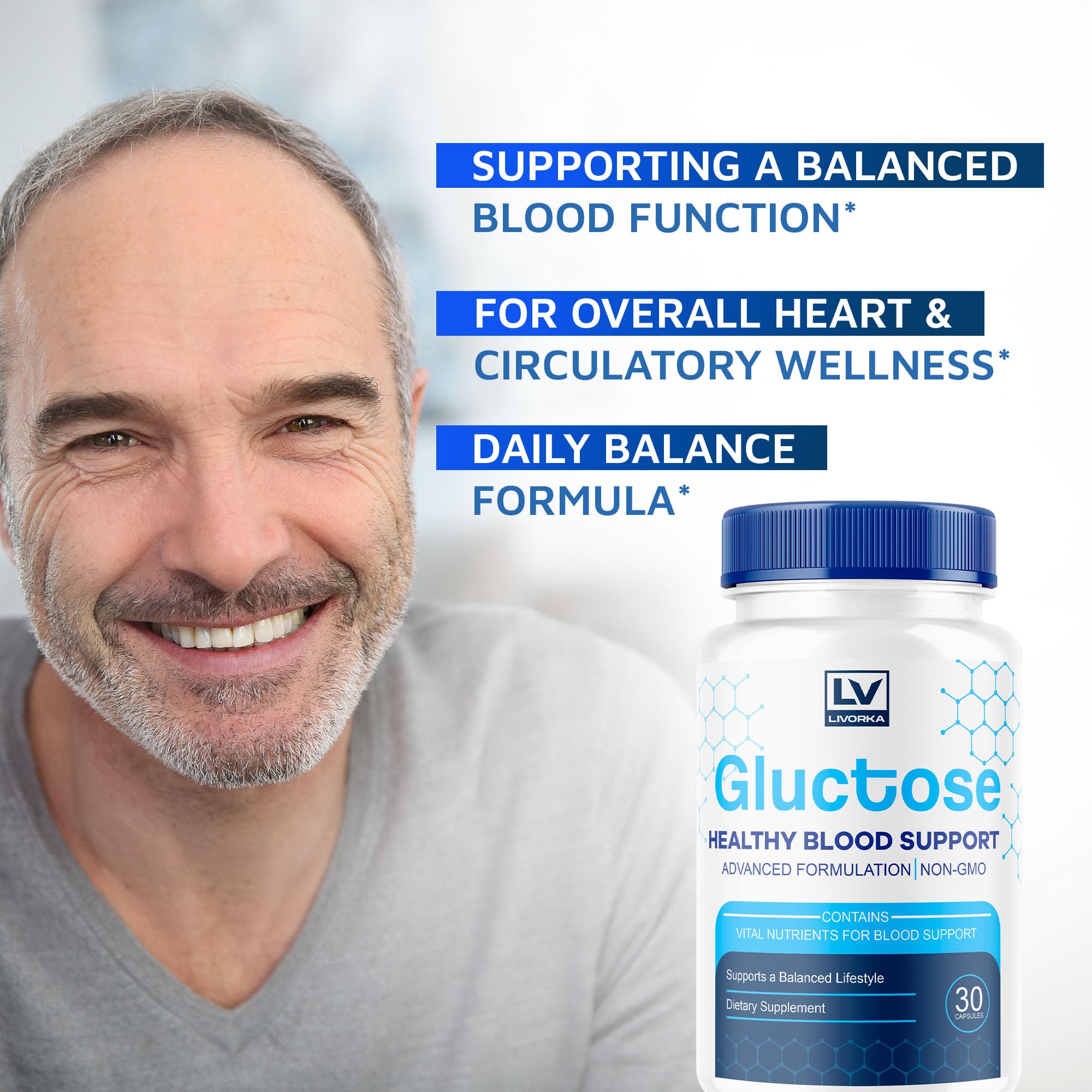 Livorka Gluctose all natural blood sugar supplement side panel showing ingredients list