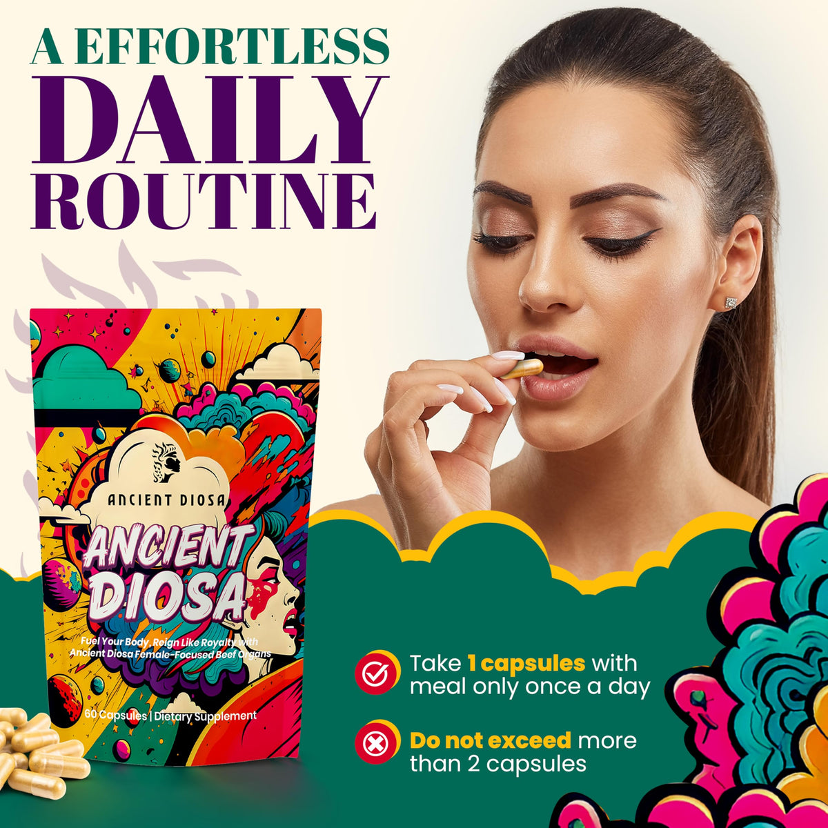 Ancient Diosa bovine organ complex packaging detail