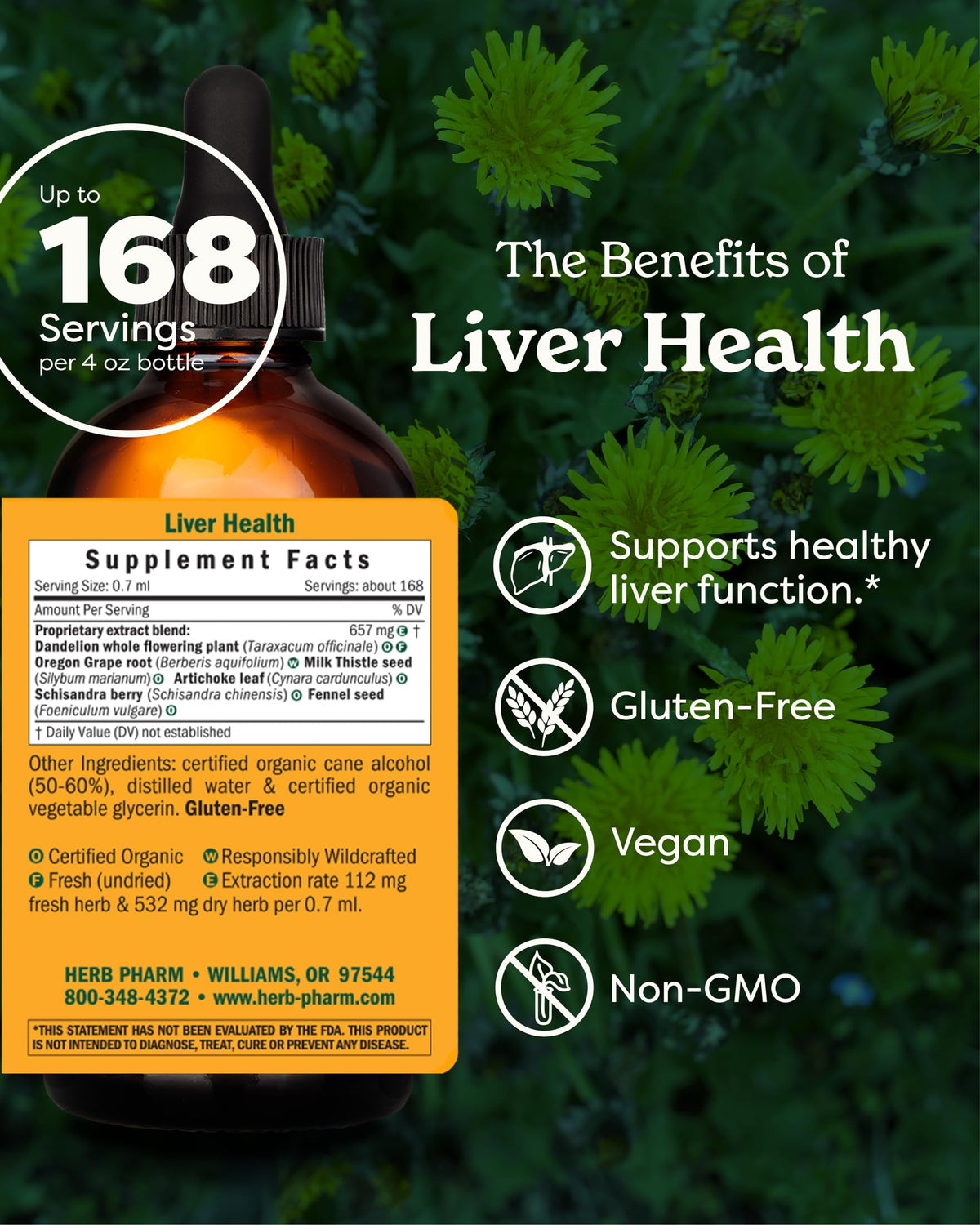 Herb Pharm Liver Health supplement packaging back label details