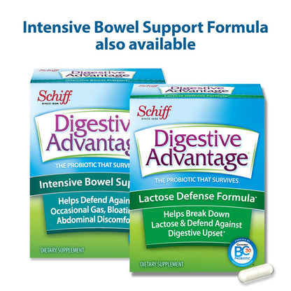 Schiff Digestive Advantage Lactose Support dietary supplement showing authentic product packaging text