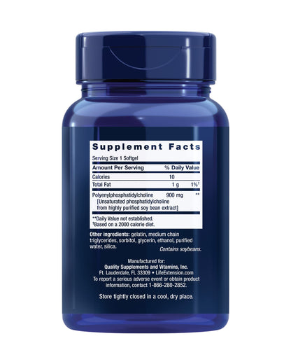 Life Extension HepatoPro polyenylphosphatidylcholine premium liver supplement facts label