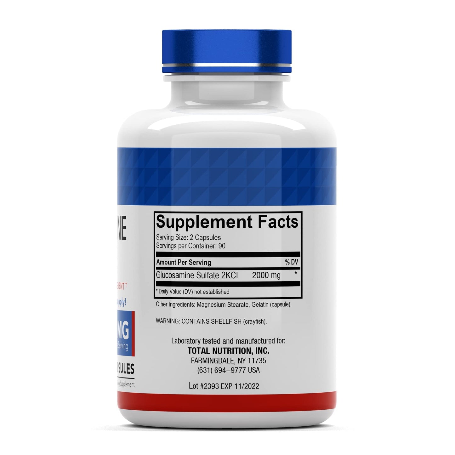 TNVitamins Glucosamine Sulfate 180 unflavored capsules for cartilage health and lubrication