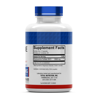 TNVitamins Glucosamine Sulfate 180 unflavored capsules for cartilage health and lubrication