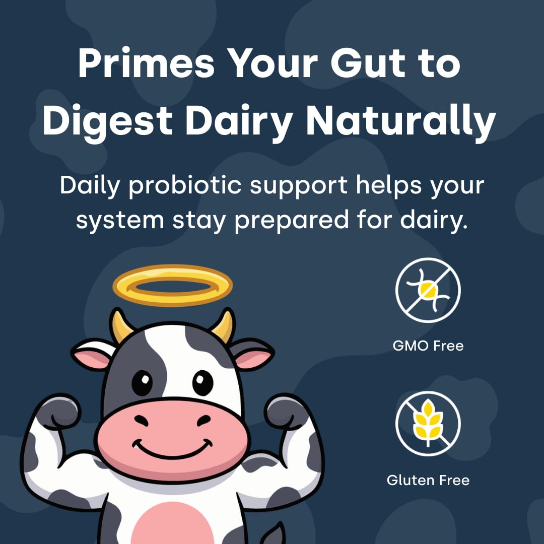 GEMBLUE BIOCARE lactose tolerance supplement side panel displaying daily usage instructions and transition period tips