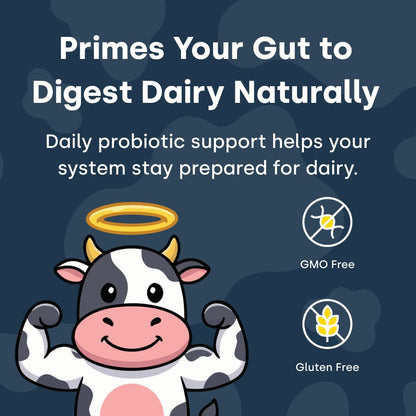 GEMBLUE BIOCARE lactose tolerance supplement side panel displaying daily usage instructions and transition period tips