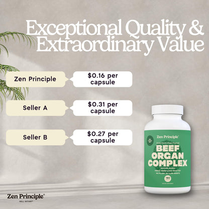Authentic Zen Principle grass-fed bovine organ capsules for energy and immunity