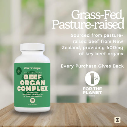 Zen Principle non-GMO grass-finished beef organ complex capsules imported from USA