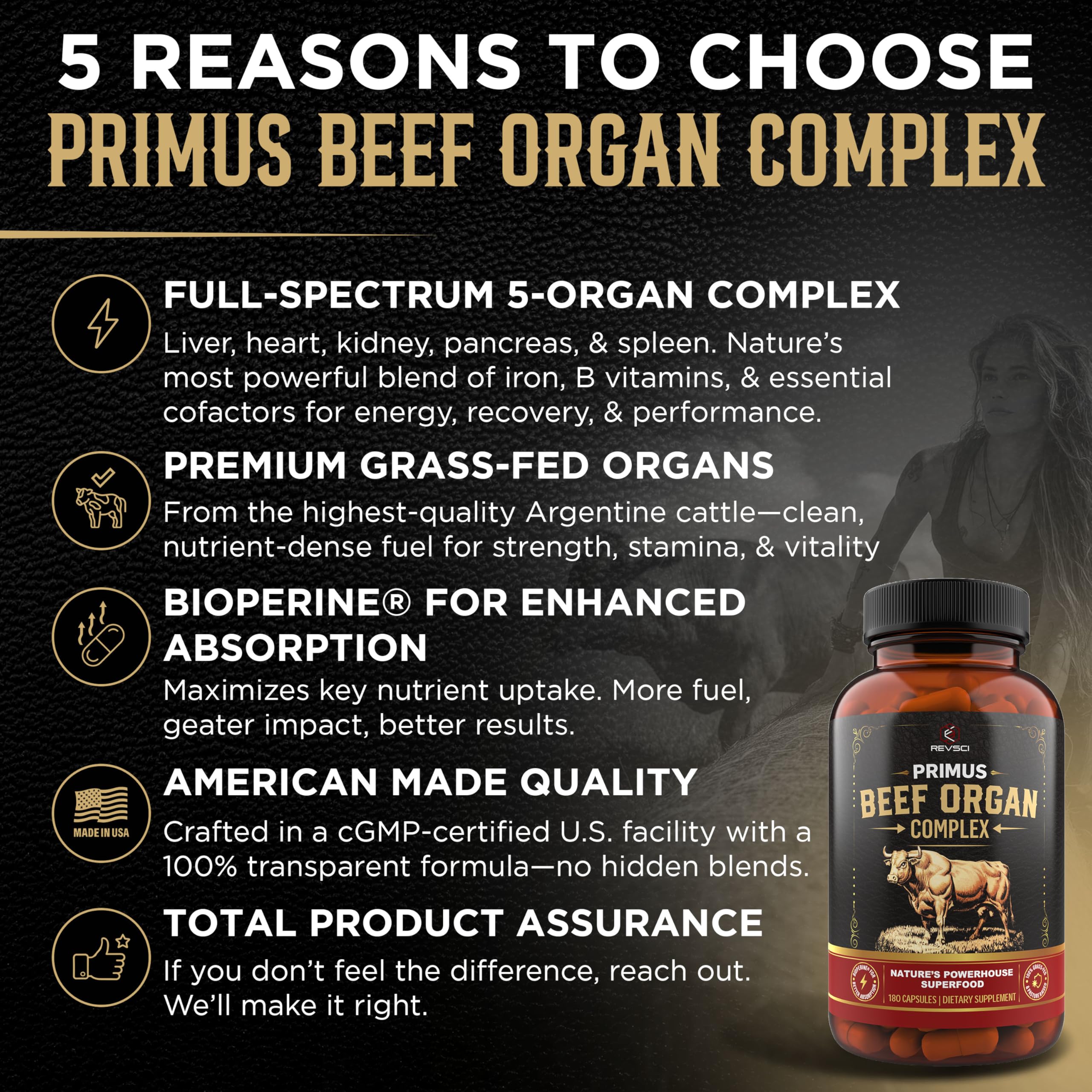 Revolution Science Primus Grass Fed Beef Organ complex label details