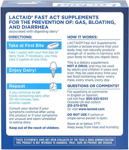 Lactaid travel size packaging showing individual portable packs for on the go dairy relief.