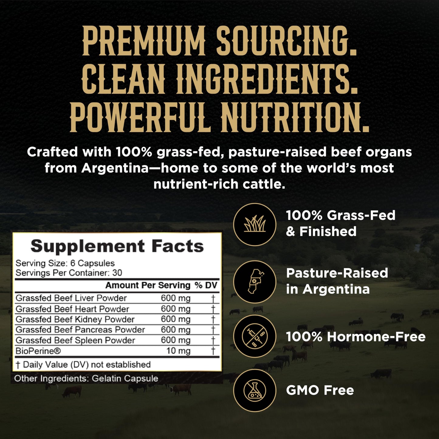 Primus beef organ supplement capsules showing texture