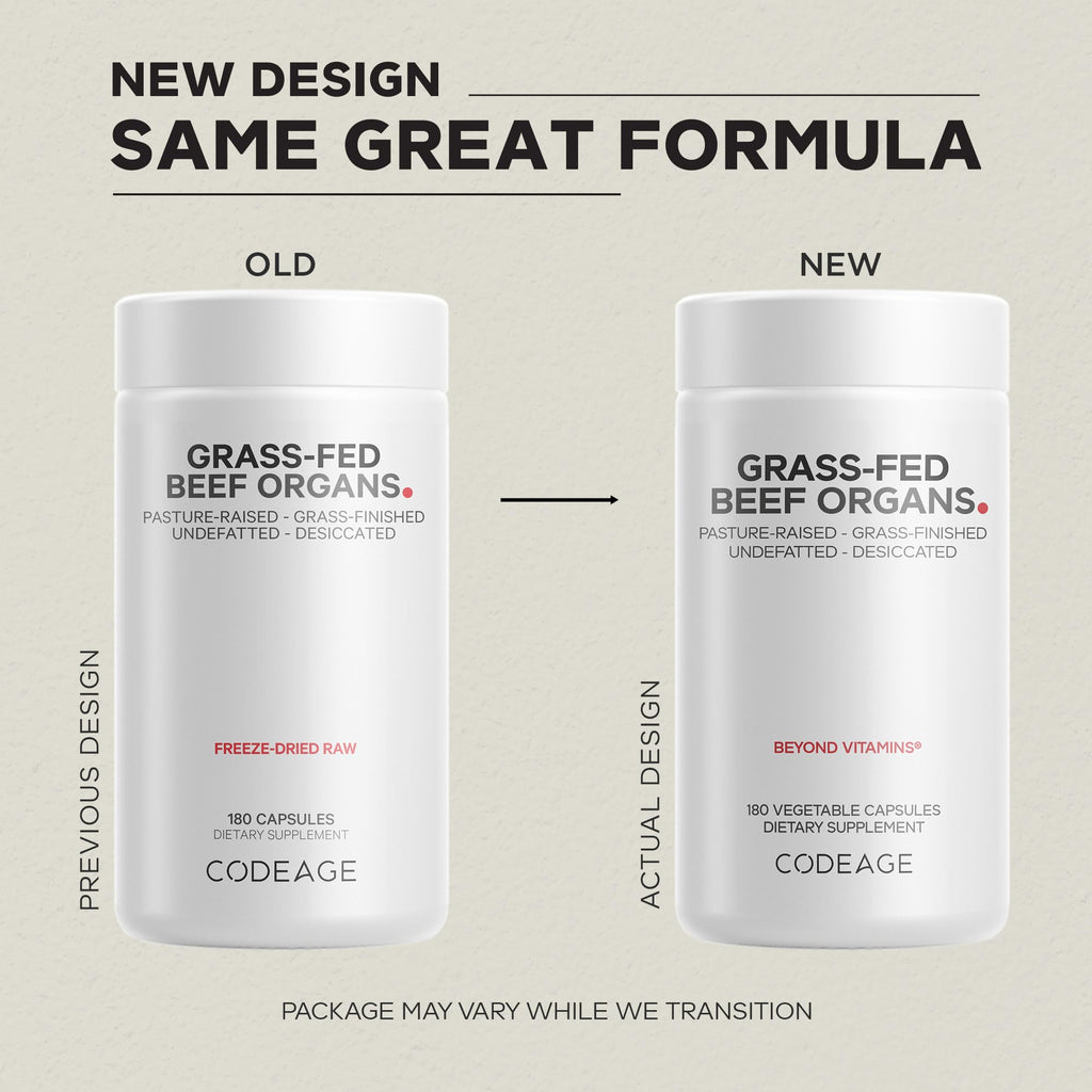Codeage freeze dried desiccated organ supplement ingredients panel