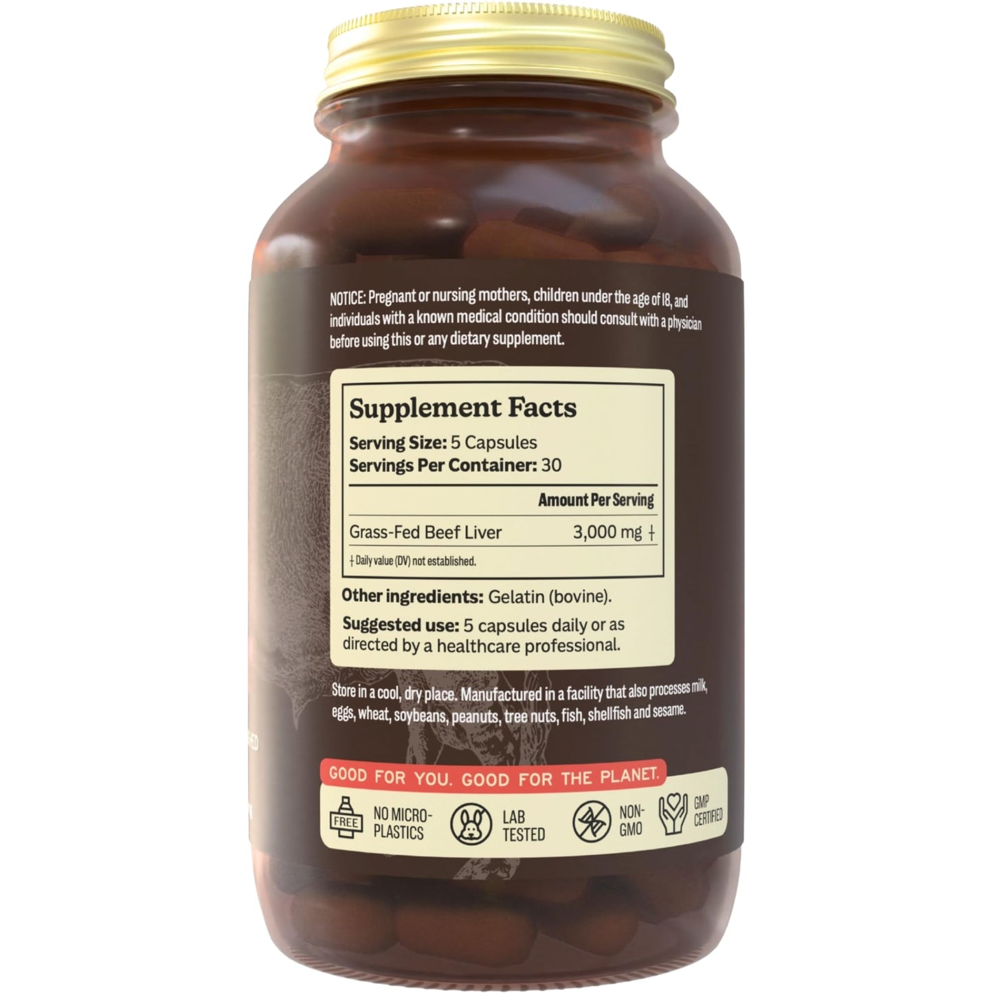 MK Supplements beef liver supplement 3000 mg supplement facts label