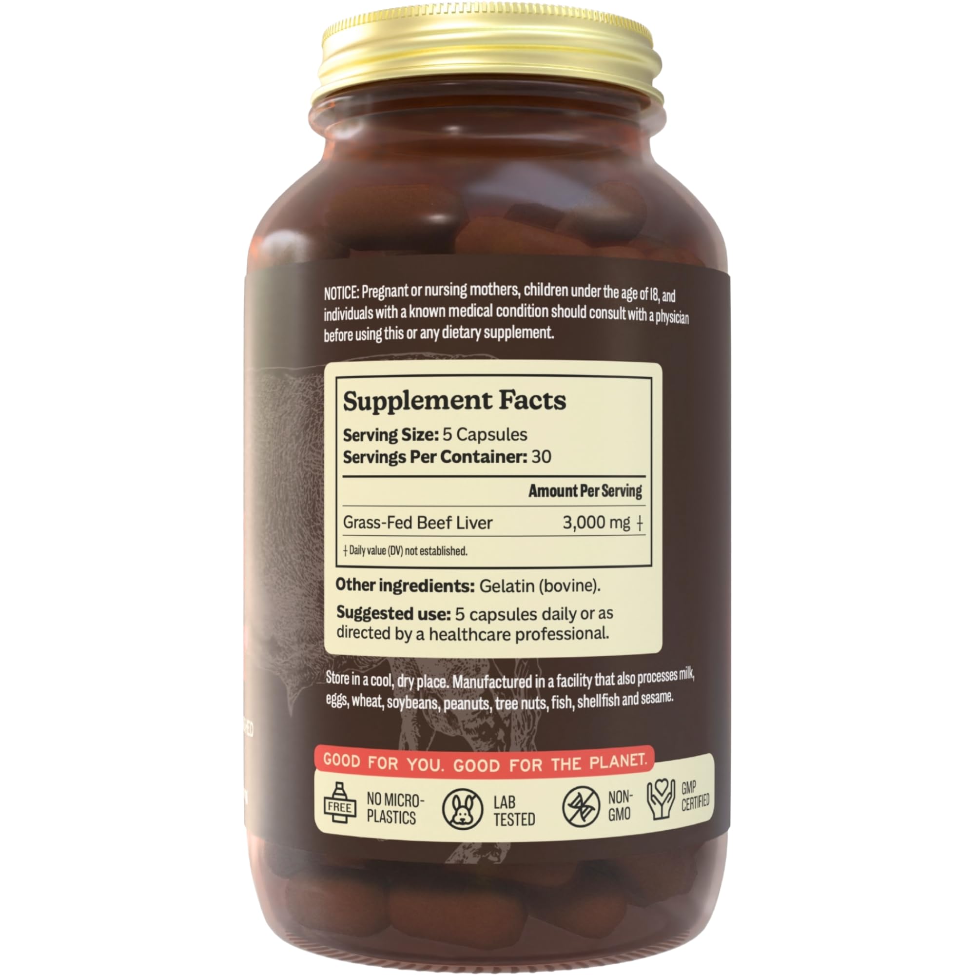 MK Supplements beef liver supplement 3000 mg supplement facts label