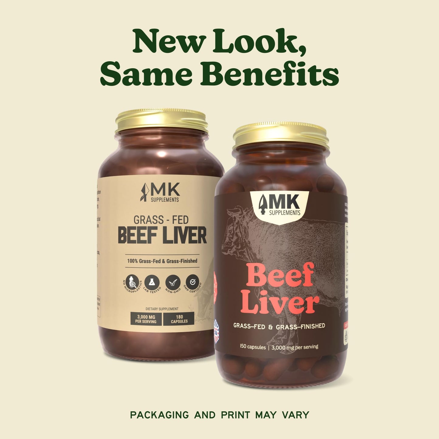 MK Supplements non GMO freeze dried beef liver capsules nutritional profile