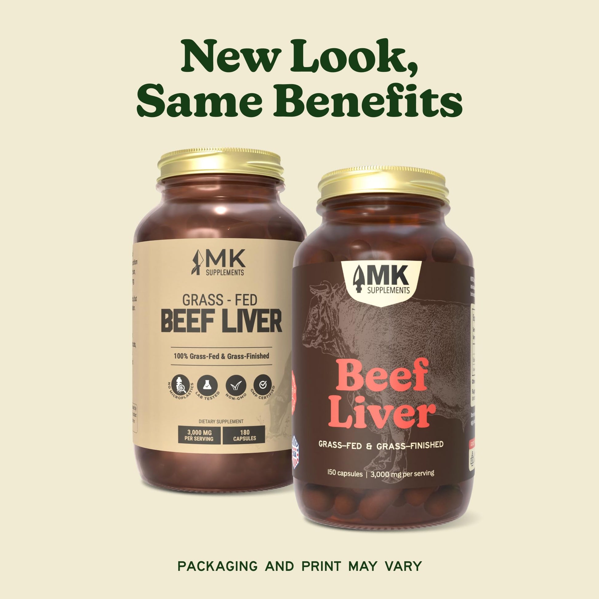 MK Supplements non GMO freeze dried beef liver capsules nutritional profile