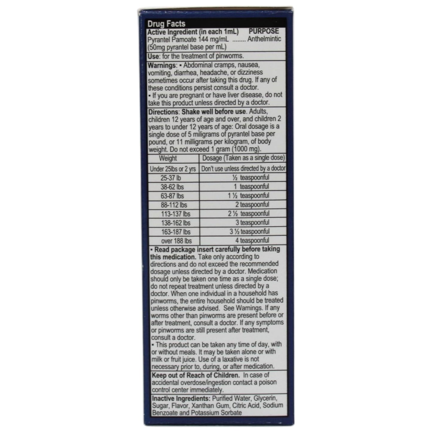 Hispanic Vermocks liquid anti parasitic 1 ounce bottle showing dosage directions