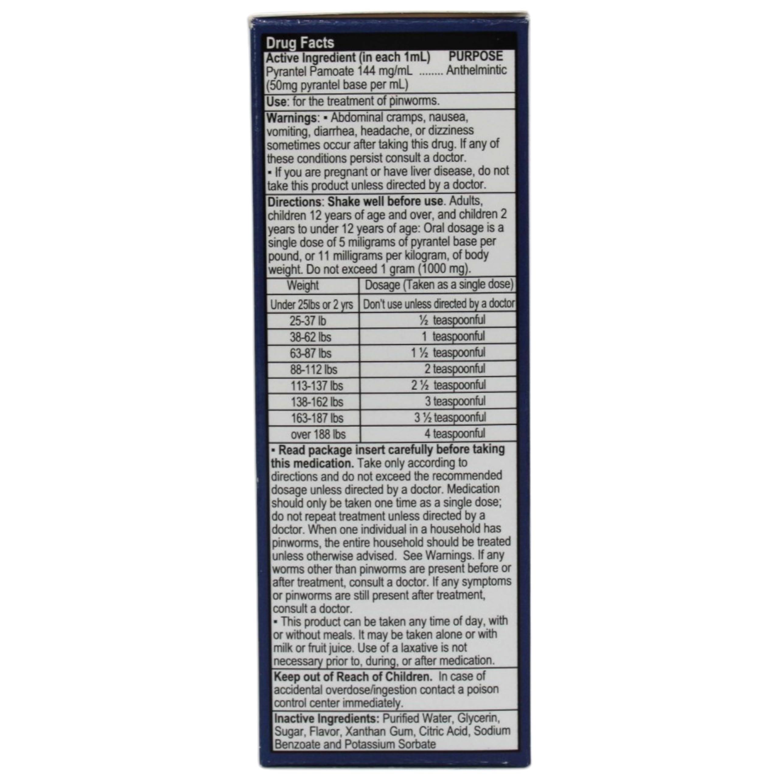 Hispanic Vermocks liquid anti parasitic 1 ounce bottle showing dosage directions