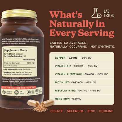 MK Supplements pasture raised beef liver capsules for energy and immunity