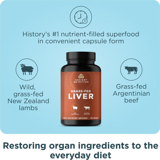 Ancient Nutrition Organ Supplements side label with nutritional ingredients and serving size.