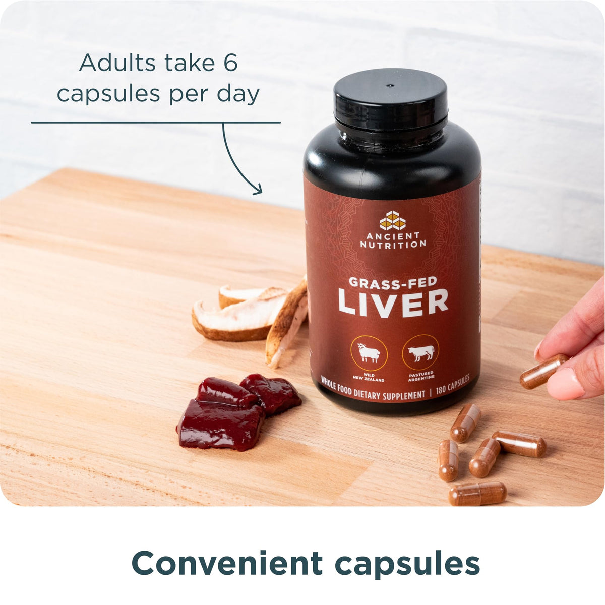 Ancient Nutrition 180 count capsules packaging side angle