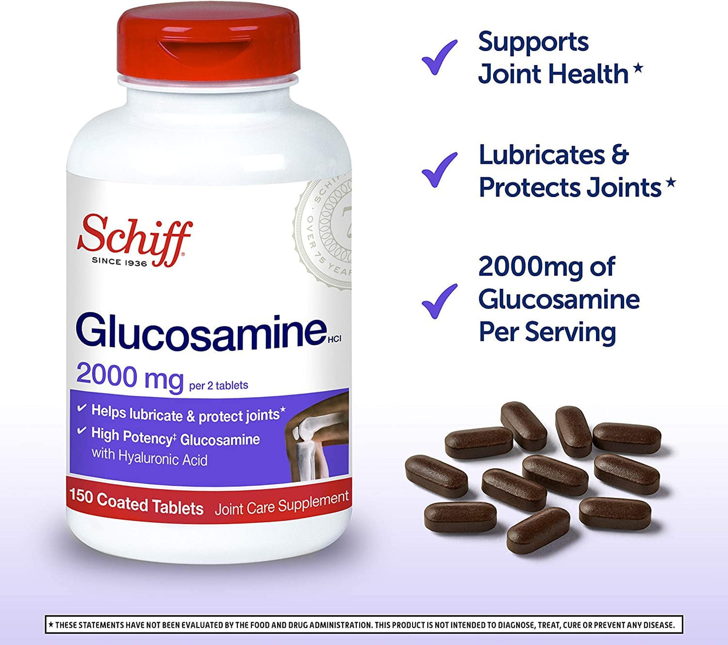 Schiff authentic imported joint mobility supplement showing directions for daily dosage