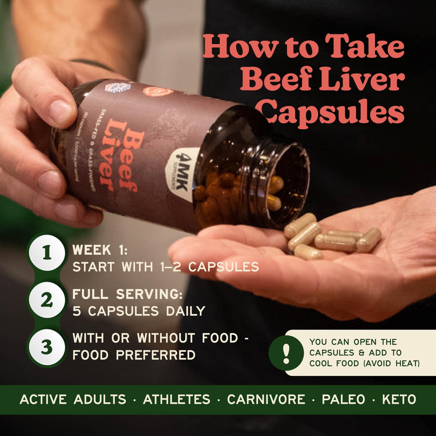 MK Supplements pure non defatted beef liver capsules 150 count packaging